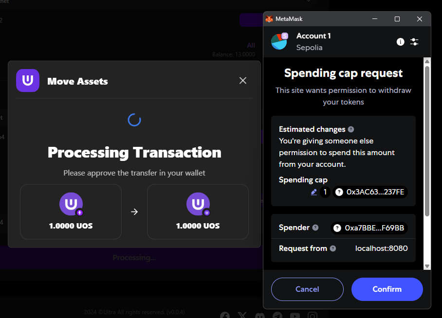 EVM to Ultra Spending Cap